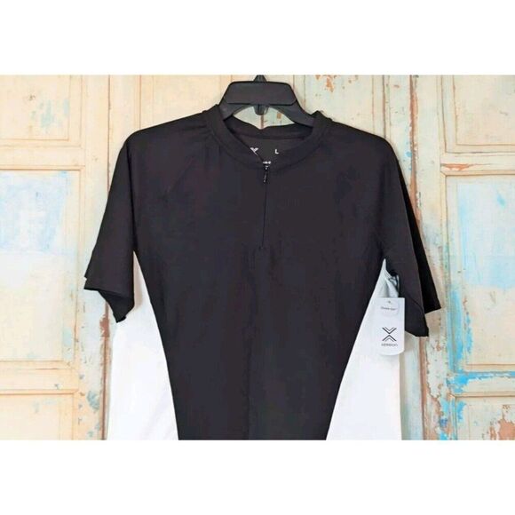 Xersion Womens L Black White Activewear Top Quick-Dri 1/4 Zip Short Sleeve New - Picture 5 of 11